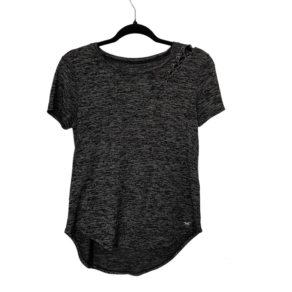 Hollister heather grey short sleeve open shoulder stitch design